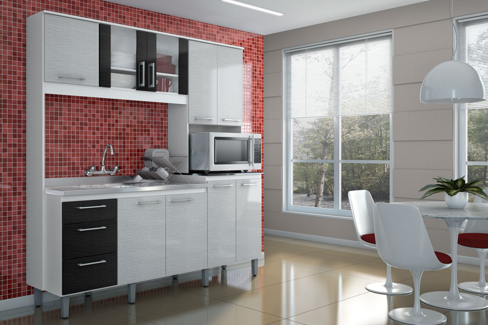 Cozinha Space (cor 156 – branco | branco 3D / preto 3D)