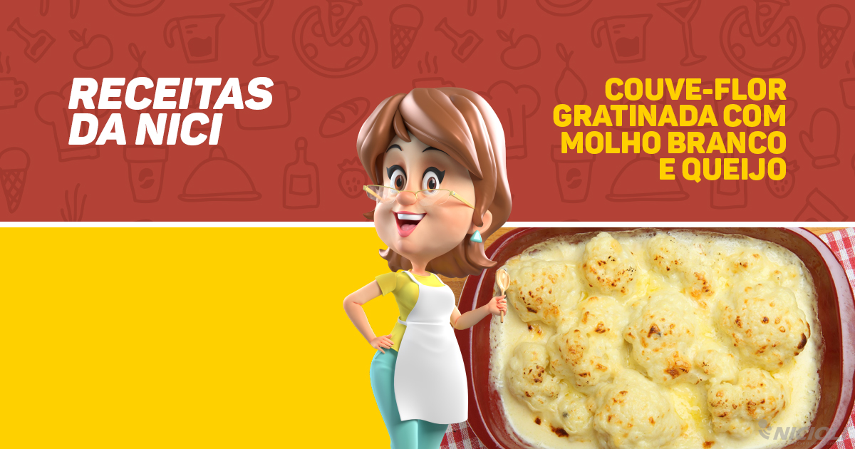 Couve-flor gratinada com molho branco e queijo